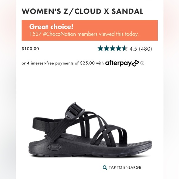 NWOT Women’s Black Chaco Sandals Size 7 - Picture 7 of 7